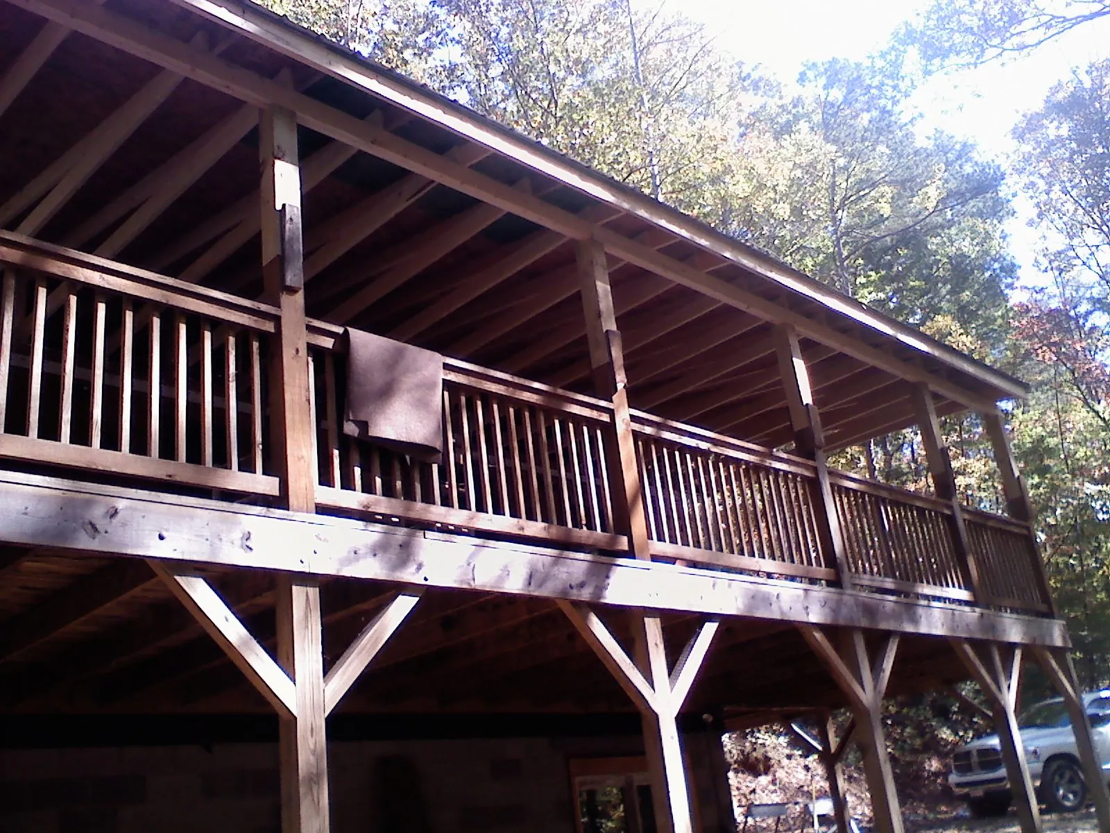 Timber framing under a new elevated porch and deck — Roof Leak Repair in Alburtis by Roofing Brothers